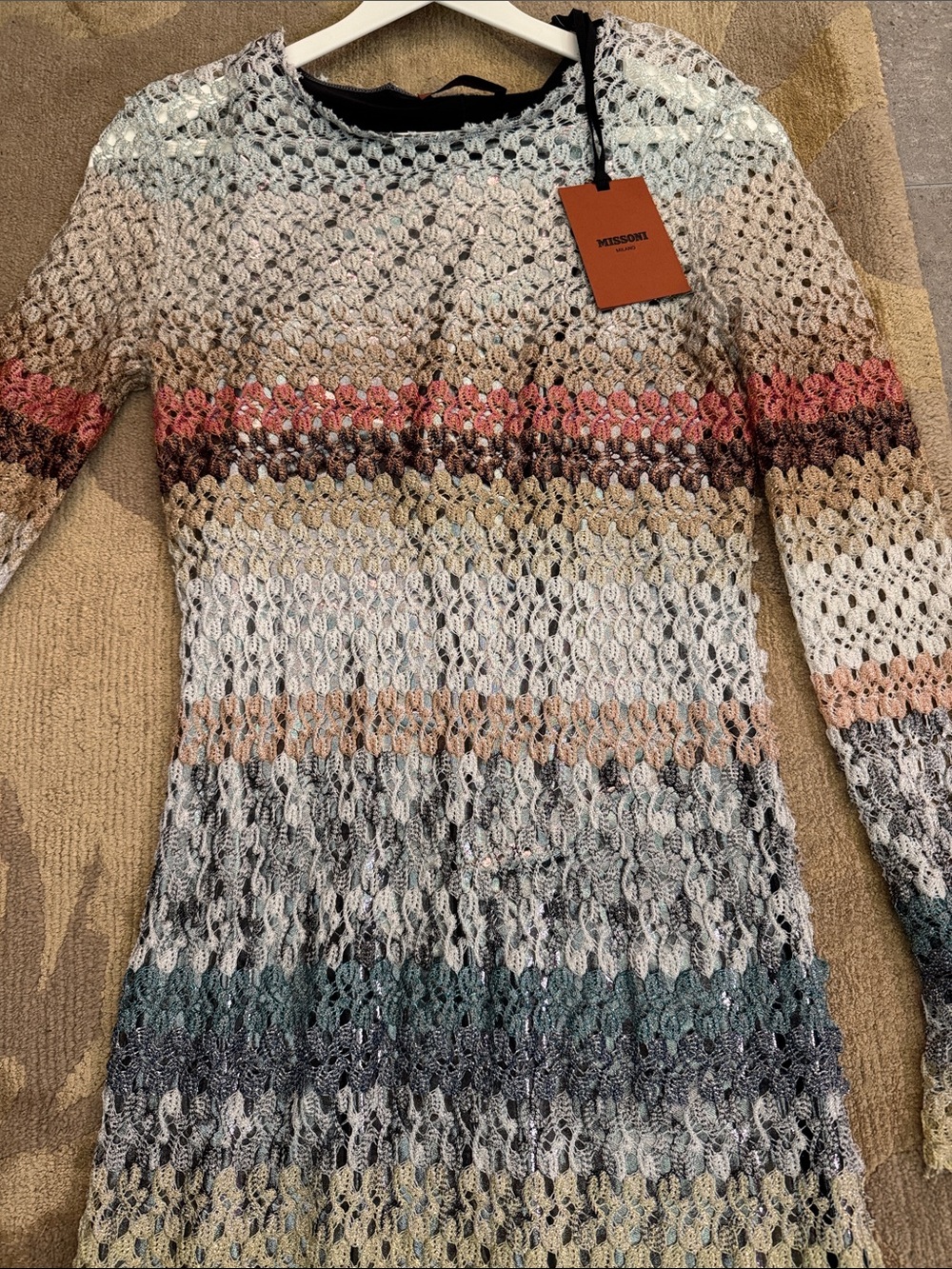 BNWT $2800 Missoni Long Maxi Dress in Mint, Teal, Brown & Coral 36 (0) - Picture 7 of 7